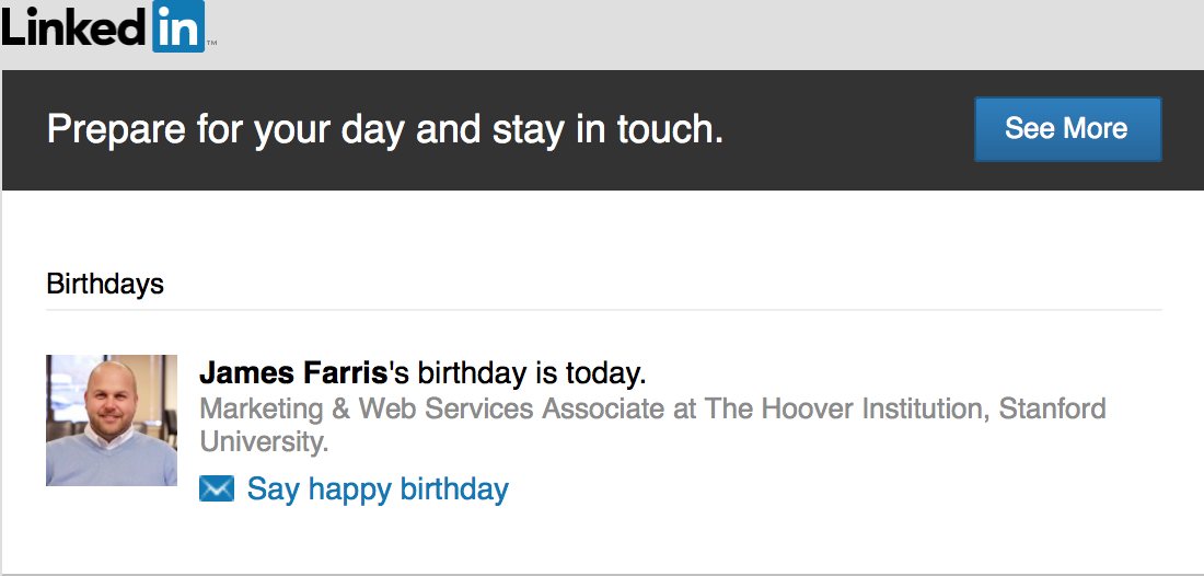 linkedin birthday notification